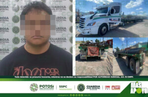 GUARDIA CIVIL ESTATAL DETIENE A CONDUCTOR QUE ROBÓ CARGAMENTO DE VARILLA