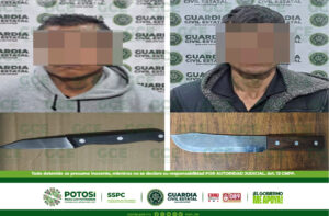 Dos hombres que deambulaban con armas blancas, fueron detenidos por la guardia civil estatal 