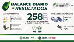 Cierre de año e inicio de 2025 deja como resultado la detención de más de 250 personas en operativos de la guardia civil estatal