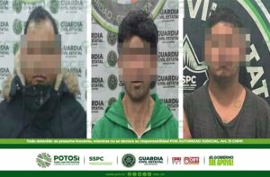 POR EL DELITO DE VIOLENCIA FAMILIAR, TRES HOMBRES SON DETENIDOS POR LA GUARDIA CIVIL ESTATAL