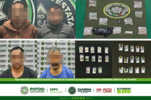 GUARDIA CIVIL ESTATAL ASEGURA 76 DOSIS DE DROGA Y DETIENE A SEIS OBJETIVOS CRIMINALES