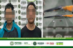 GUARDIA CIVIL ESTATAL CAPTURA A PRESUNTOS CON ARMA DE FUEGO Y DROGA EN LA CAPITAL POTOSINA