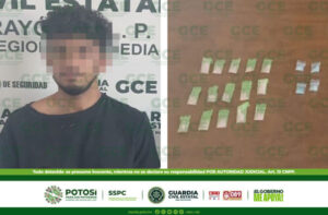 PRESUNTO NARCOMENUDISTA DE CÉLULA CRIMINAL ES CAPTURADO POR GUARDIA CIVIL ESTATAL CON DOSIS DE “CRISTAL”