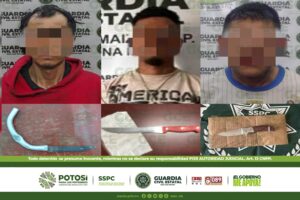 Tres hombres fueron asegurados por la guardia civil estatal por posesión de armas prohibidas