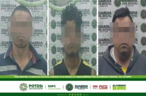 TRES HOMBRES ACUSADOS DE VIOLENCIA FAMILIAR SON DETENIDOS POR GUARDIA CIVIL ESTATAL