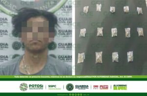 PRESUNTO NARCOMENUDISTA ES DETENIDO POR LA GUARDIA CIVIL ESTATAL EN LA CAPITAL POTOSINA