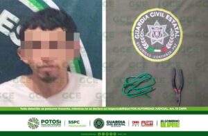 POR APODERARSE DE CABLE DE COBRE, HOMBRE ES DETENIDO POR GUARDIA CIVIL ESTATAL