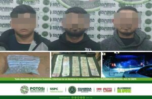 TRES PERSONAS QUE LLEVABAN CONSIGO DROGA Y APROXIMADAMENTE 50 MIL PESOS, FUERON DETENIDOS POR LA GUARDIA CIVIL ESTATAL