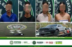 JÓVENES QUE VIGILABAN LAS ACTIVIDADES DE LA GUARDIA CIVIL ESTATAL, FUERON DETENIDOS CON DROGA Y UNA CAMIONETA ROBADA EN SU PODER