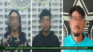 Guardia civil estatal detiene a tres hombres, por el probable delito de violencia familiar