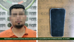 Guardia civil estatal detiene a presunto por robo a transeúnte