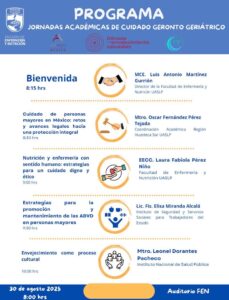 Facultad de Enfermería y Nutrición UASLP invita a las Jornadas Académicas de Cuidado Gerontogeriátrico 2025