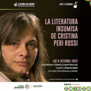 CEART PRESENTA CAFÉ LITERARIO SOBRE LA OBRA DE CRISTINA PERI ROSSI
