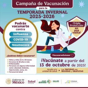 PARA UNA SALUD SIN LÍMITES, VACÚNATE CONTRA INFLUENZA, COVID-19 Y NEUMOCOCO