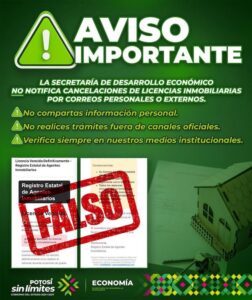 ALERTAN SOBRE CORREOS FALSOS DE LICENCIAS INMOBILIARIAS