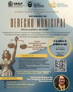 FEPZH UASLP fortalece la profesionalización jurídica con diplomado en Derecho Municipal
