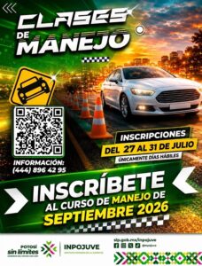 INPOJUVE ABRE REGISTRO PARA NUEVO CURSO DE MANEJO