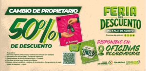 Gobierno del Estado ofrece 50 por ciento de descuento en cambio de propietario de vehículos