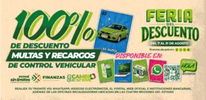 Continúan los descuentos al 100 por ciento en multas y recargos vehiculares